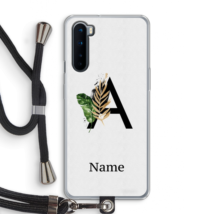 Charcoal Flora: OnePlus Nord Transparant Hoesje met koord