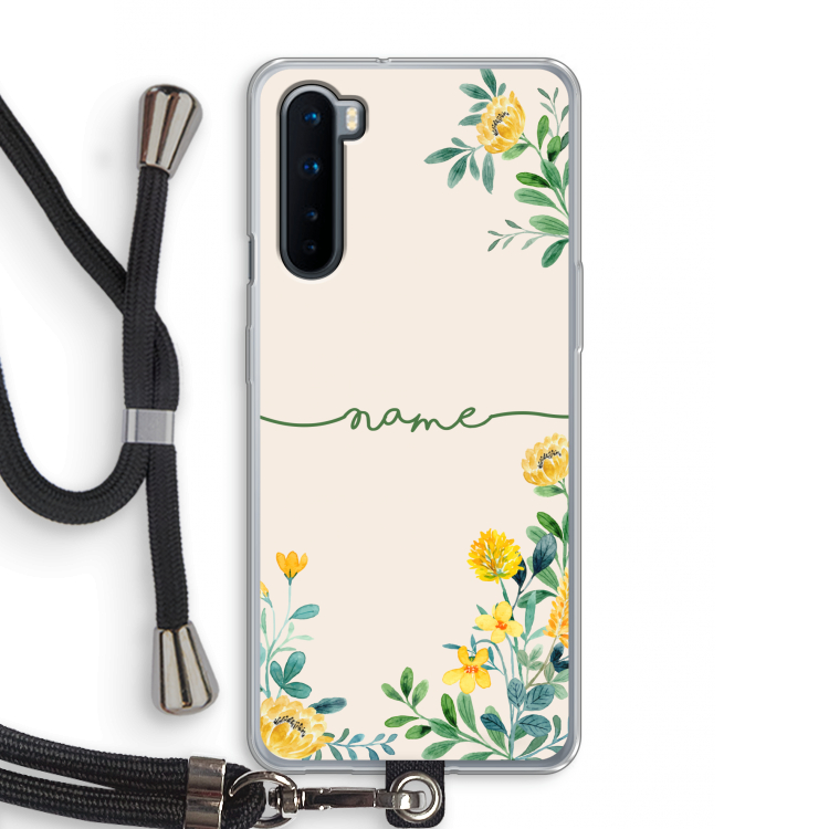 Gele bloemen: OnePlus Nord Transparant Hoesje met koord