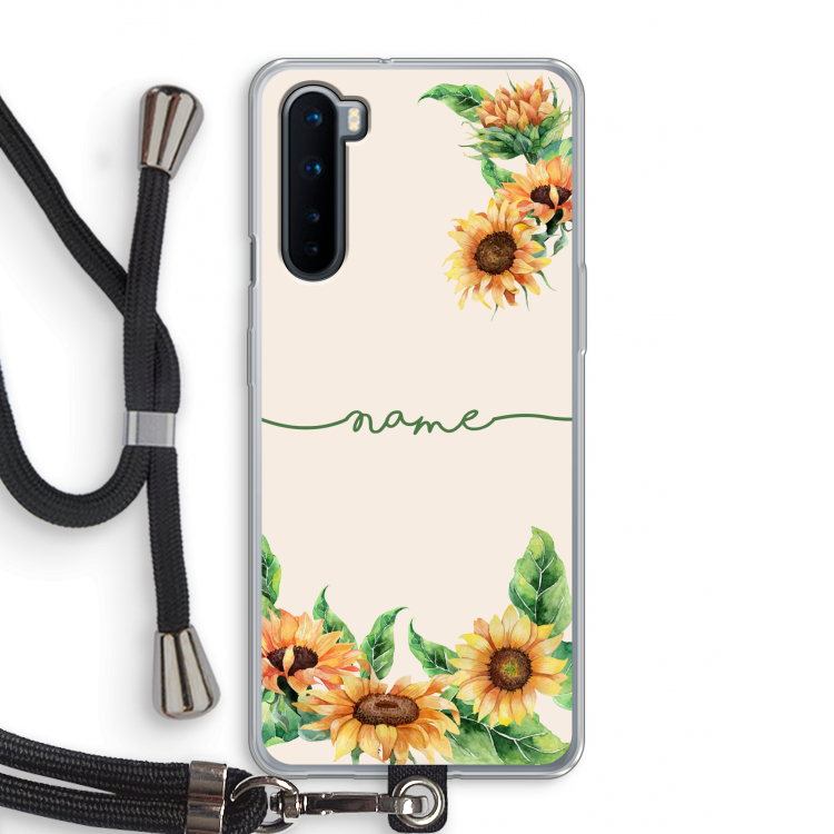 Zonnebloemen: OnePlus Nord Transparant Hoesje met koord