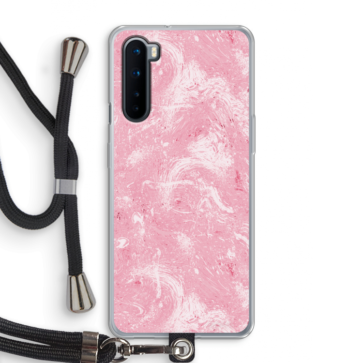 Abstract Painting Pink: OnePlus Nord Transparant Hoesje met koord