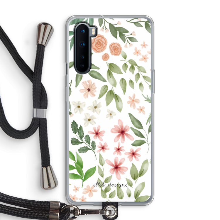 Botanical sweet flower heaven: OnePlus Nord Transparant Hoesje met koord
