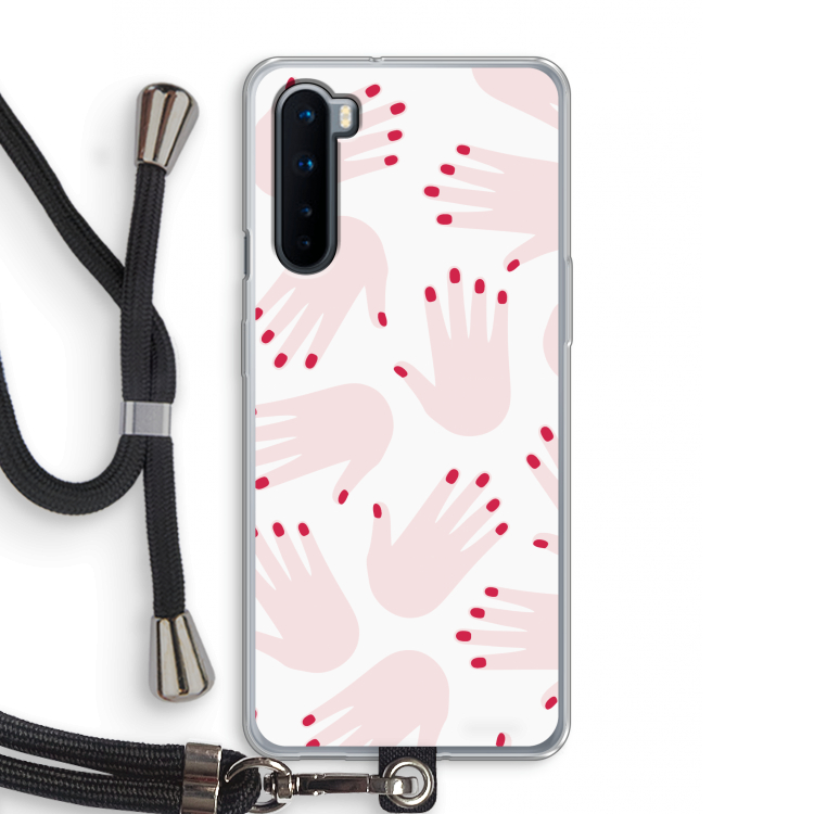 Hands pink: OnePlus Nord Transparant Hoesje met koord