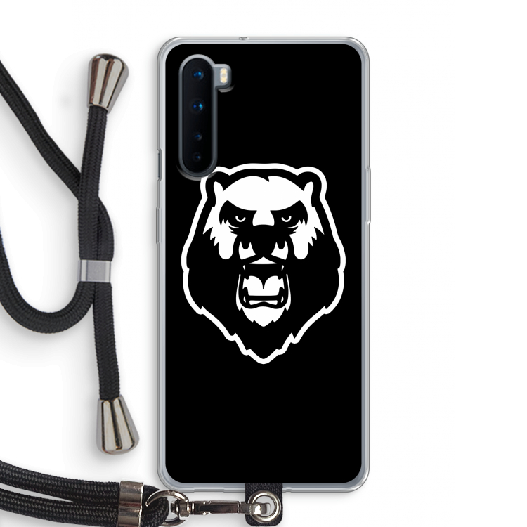 Angry Bear (black): OnePlus Nord Transparant Hoesje met koord