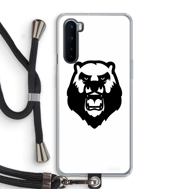Angry Bear (white): OnePlus Nord Transparant Hoesje met koord