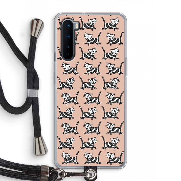 Zwarte poes: OnePlus Nord Transparant Hoesje met koord