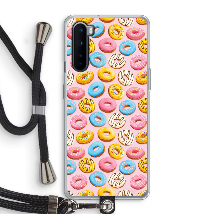 Pink donuts: OnePlus Nord Transparant Hoesje met koord