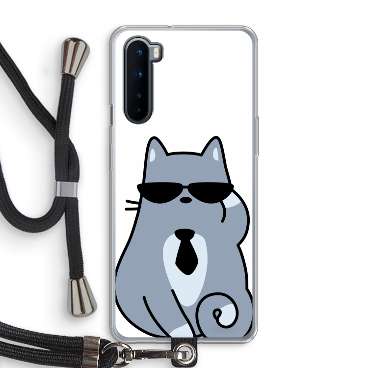 Cool cat: OnePlus Nord Transparant Hoesje met koord