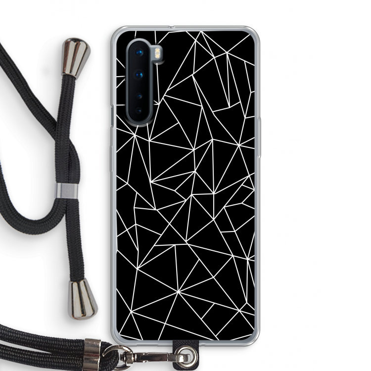 Geometrische lijnen wit: OnePlus Nord Transparant Hoesje met koord
