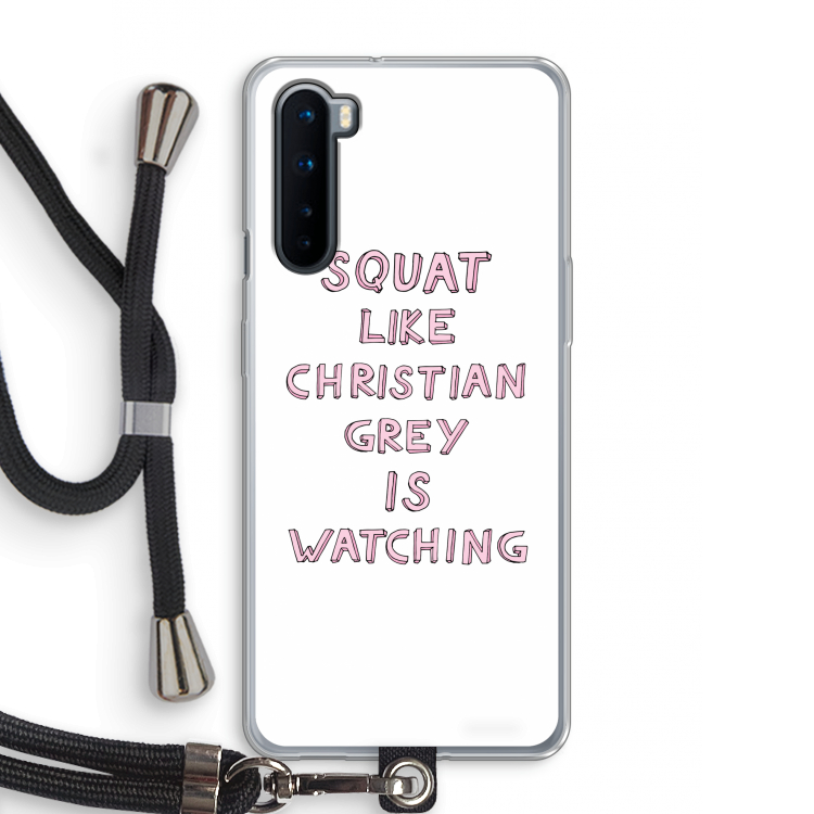Christian Grey: OnePlus Nord Transparant Hoesje met koord