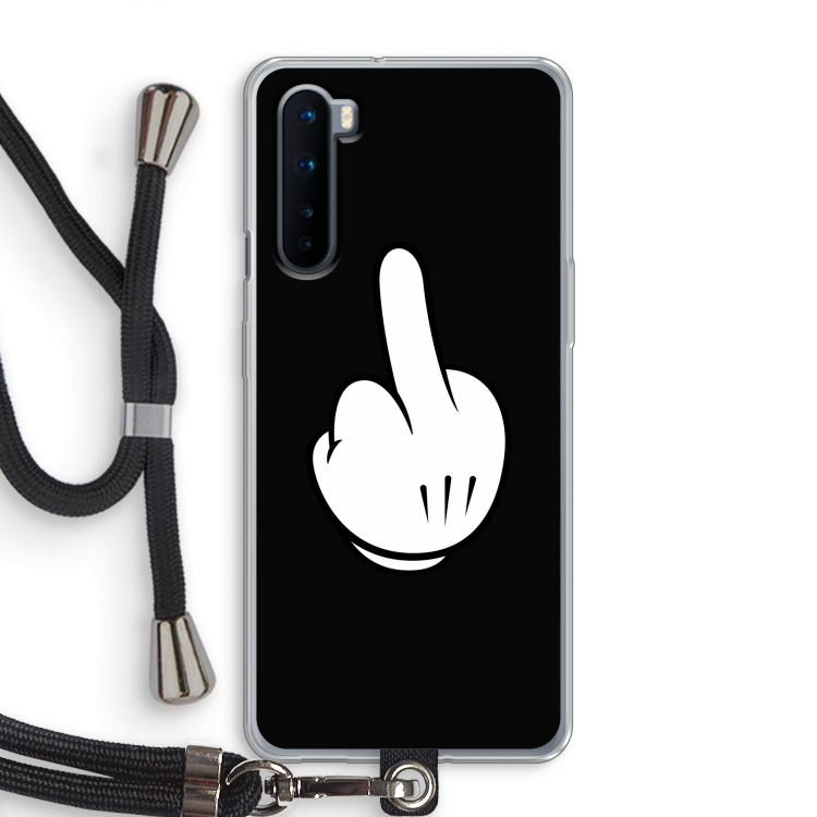 Middle finger black: OnePlus Nord Transparant Hoesje met koord