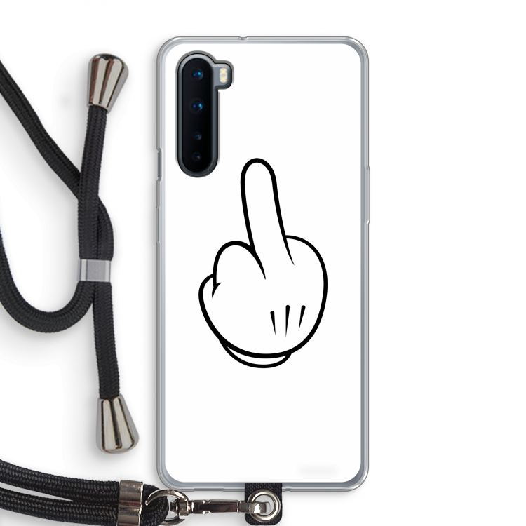 Middle finger white: OnePlus Nord Transparant Hoesje met koord