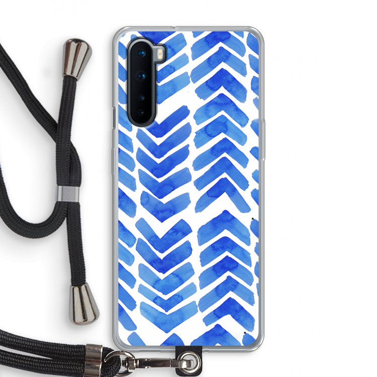 Blauwe pijlen: OnePlus Nord Transparant Hoesje met koord