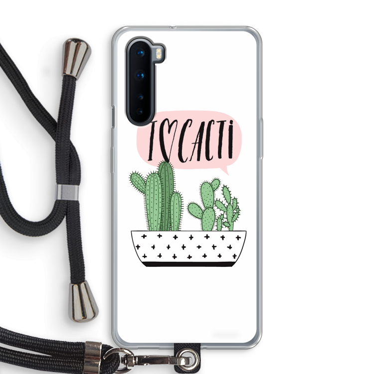 I love cacti: OnePlus Nord Transparant Hoesje met koord
