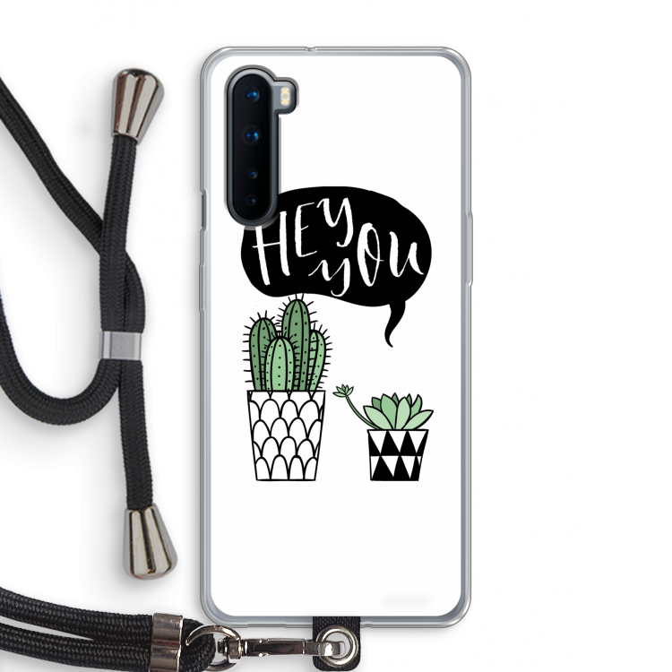 Hey you cactus: OnePlus Nord Transparant Hoesje met koord
