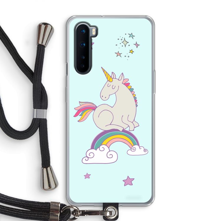 Regenboog eenhoorn: OnePlus Nord Transparant Hoesje met koord