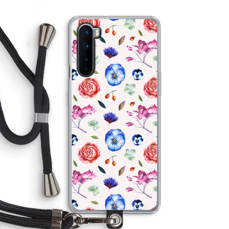Bloemetjes: OnePlus Nord Transparant Hoesje met koord