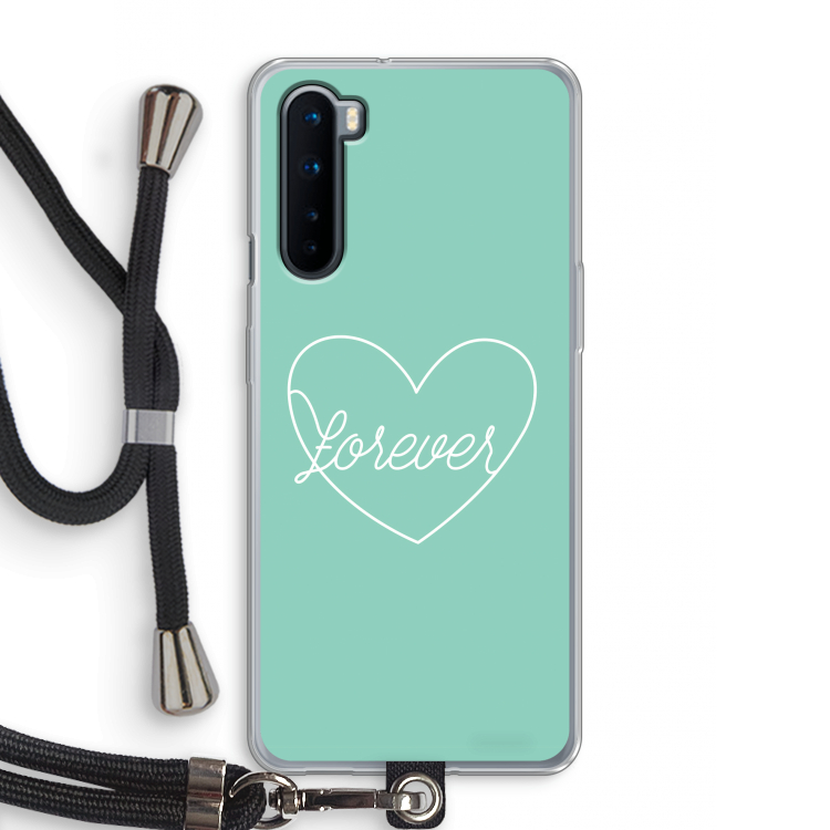 Forever heart pastel: OnePlus Nord Transparant Hoesje met koord