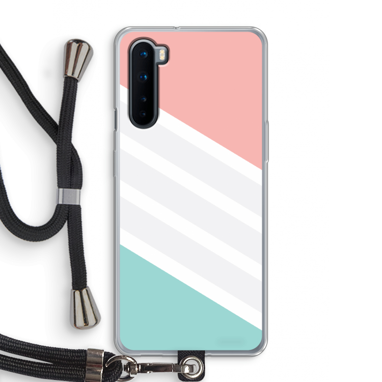 Strepen pastel: OnePlus Nord Transparant Hoesje met koord