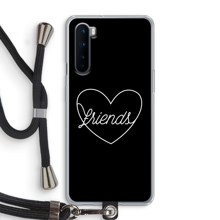 Friends heart black: OnePlus Nord Transparant Hoesje met koord