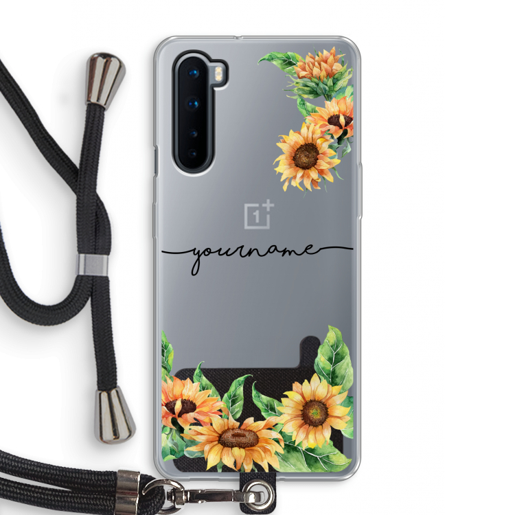 Zonnebloemen: OnePlus Nord Transparant Hoesje met koord