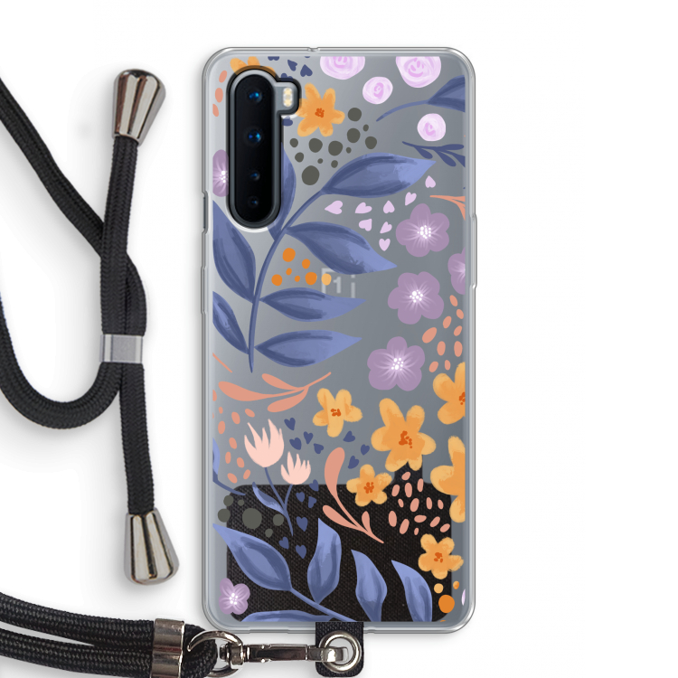 Flowers with blue leaves: OnePlus Nord Transparant Hoesje met koord