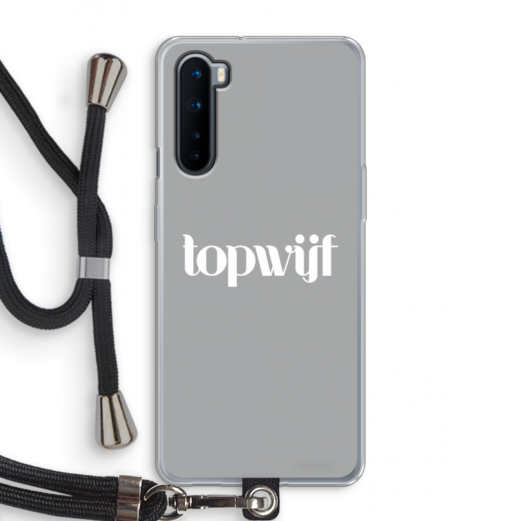 Topwijf Grijs Wit: OnePlus Nord Transparant Hoesje met koord