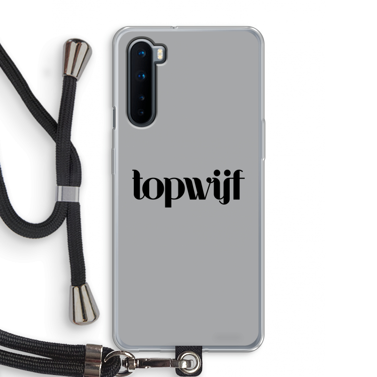 Topwijf Grijs Zwart: OnePlus Nord Transparant Hoesje met koord