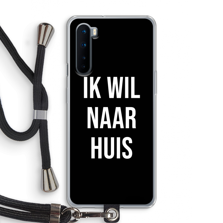 Ik wil naar huis - Zwart: OnePlus Nord Transparant Hoesje met koord