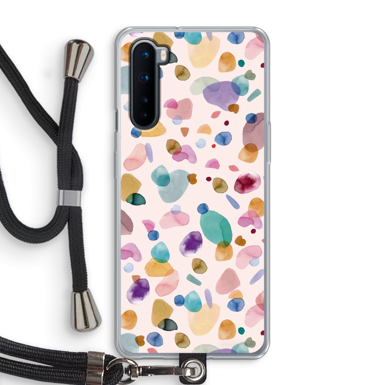 Terrazzo Memphis Pink: OnePlus Nord Transparant Hoesje met koord