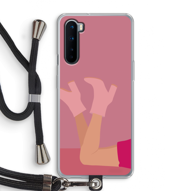 Pink boots: OnePlus Nord Transparant Hoesje met koord