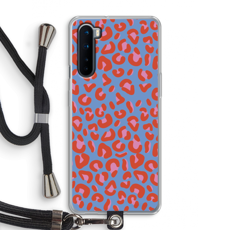Leopard blue: OnePlus Nord Transparant Hoesje met koord