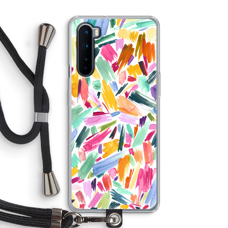 Watercolor Brushstrokes: OnePlus Nord Transparant Hoesje met koord