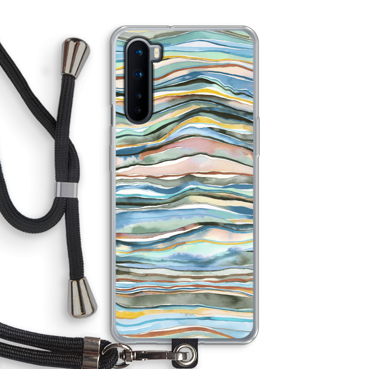 Watercolor Agate: OnePlus Nord Transparant Hoesje met koord