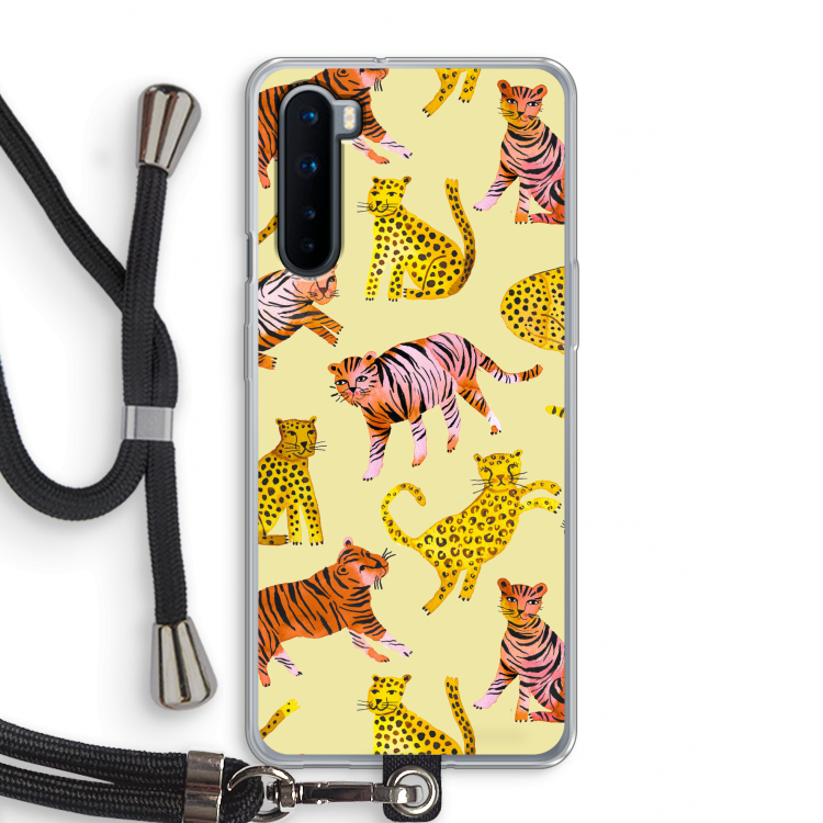Cute Tigers and Leopards: OnePlus Nord Transparant Hoesje met koord