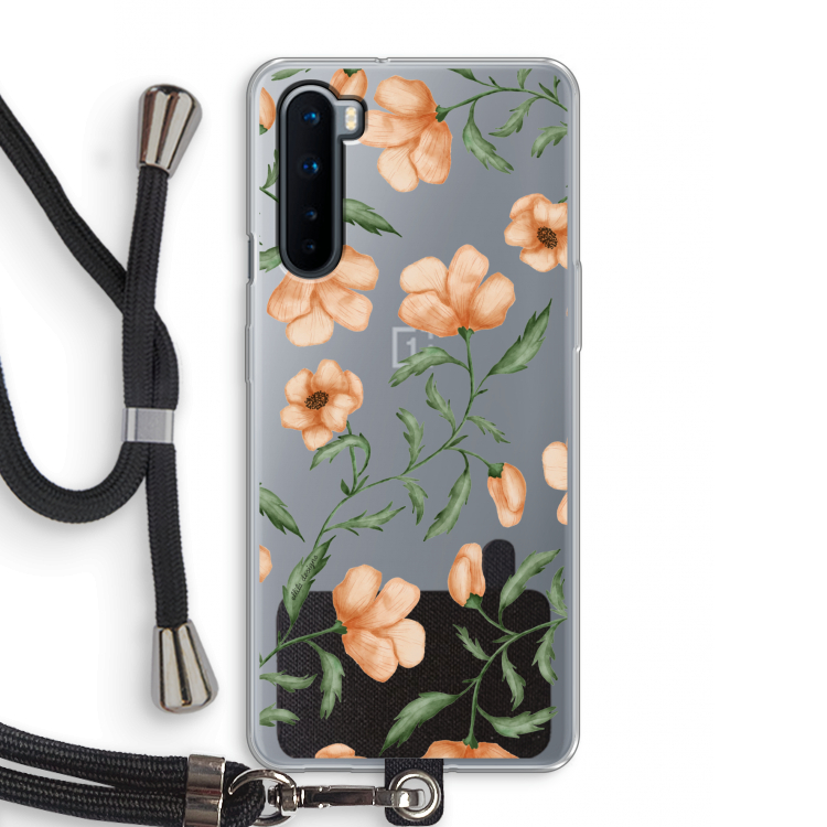 Peachy flowers: OnePlus Nord Transparant Hoesje met koord