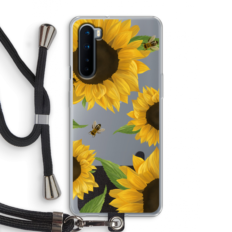 Sunflower and bees: OnePlus Nord Transparant Hoesje met koord