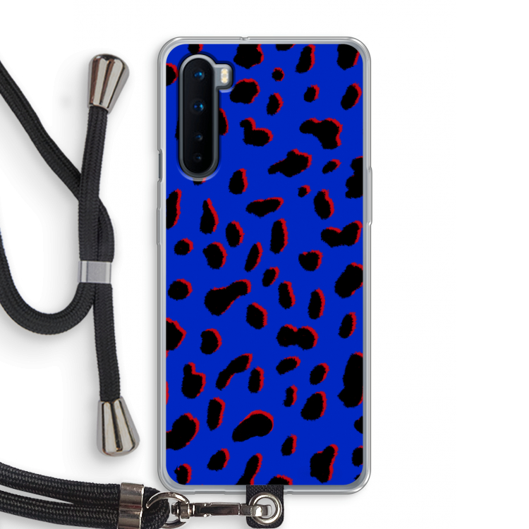 Blue Leopard: OnePlus Nord Transparant Hoesje met koord