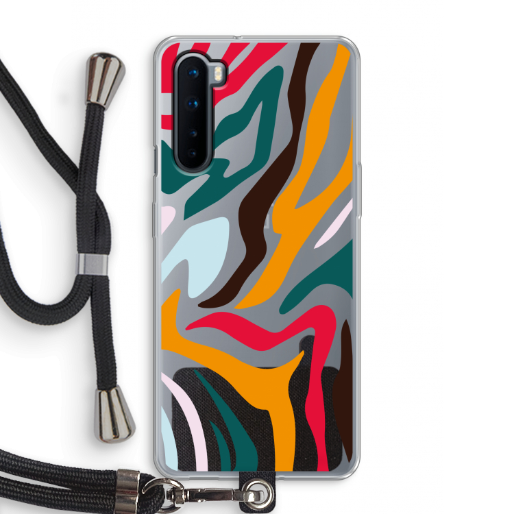 Colored Zebra: OnePlus Nord Transparant Hoesje met koord