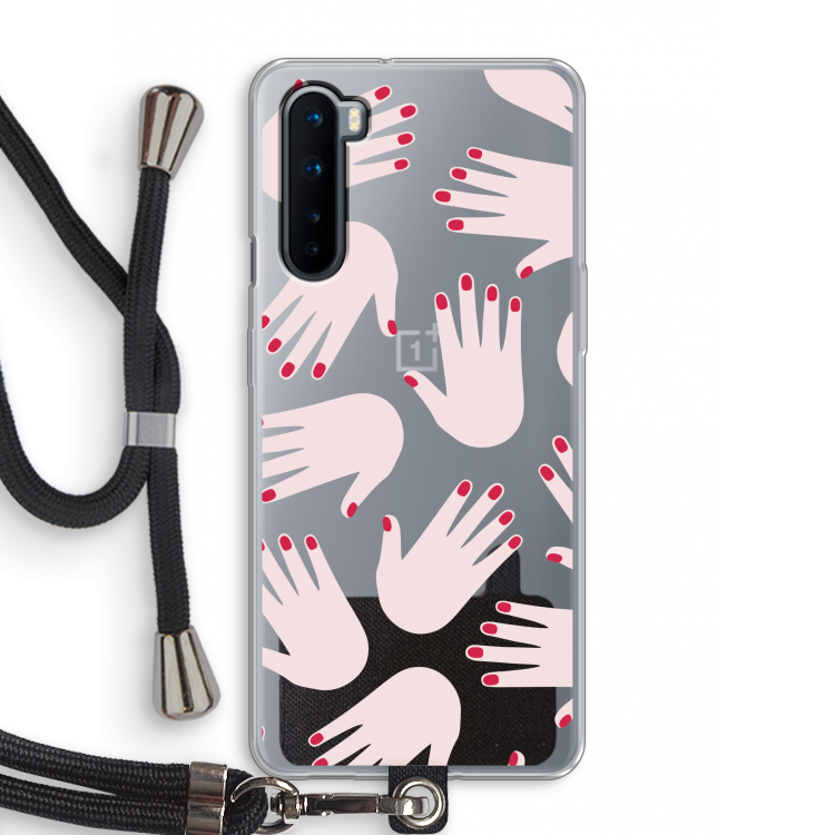 Hands pink: OnePlus Nord Transparant Hoesje met koord