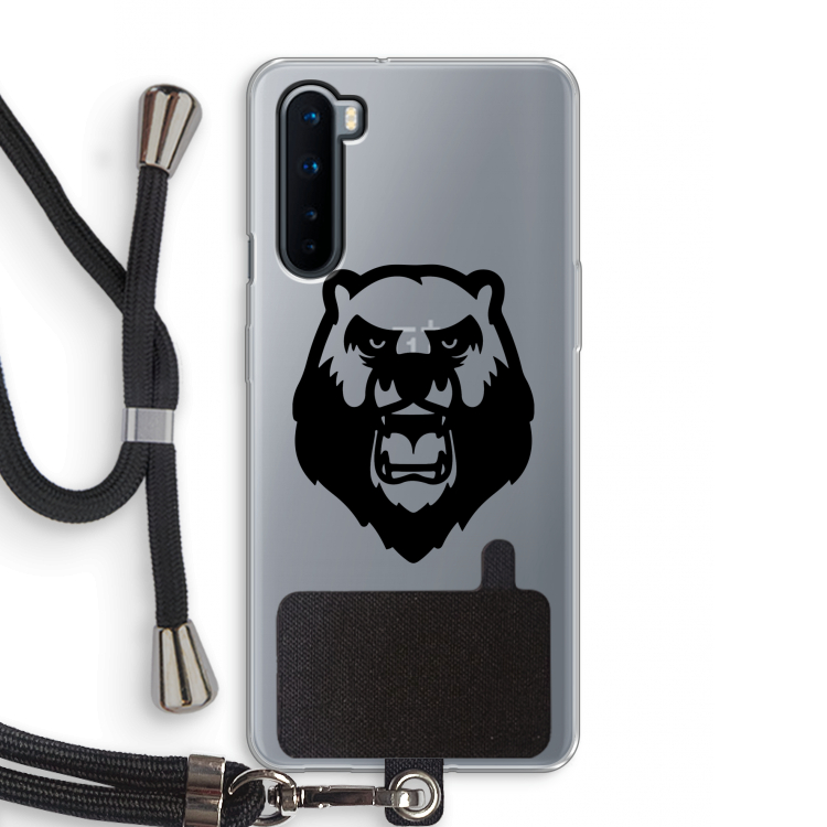 Angry Bear (black): OnePlus Nord Transparant Hoesje met koord