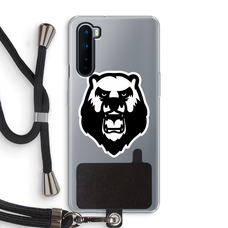 Angry Bear (white): OnePlus Nord Transparant Hoesje met koord