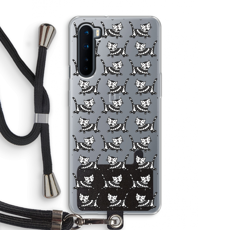 Zwarte poes: OnePlus Nord Transparant Hoesje met koord