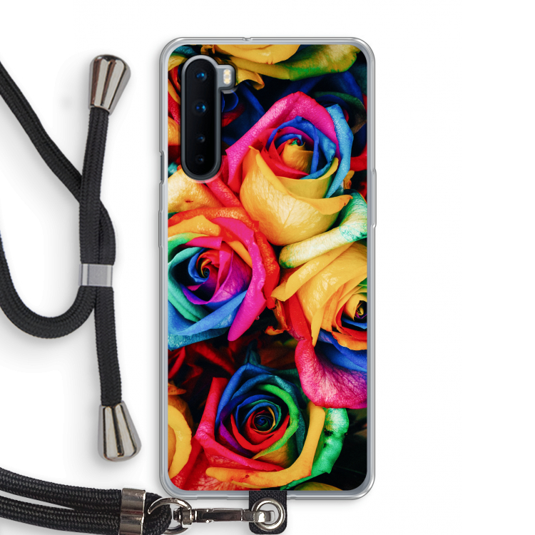 Neon bloemen: OnePlus Nord Transparant Hoesje met koord
