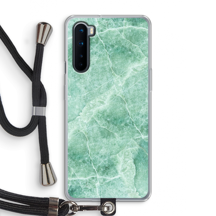 Groen marmer: OnePlus Nord Transparant Hoesje met koord