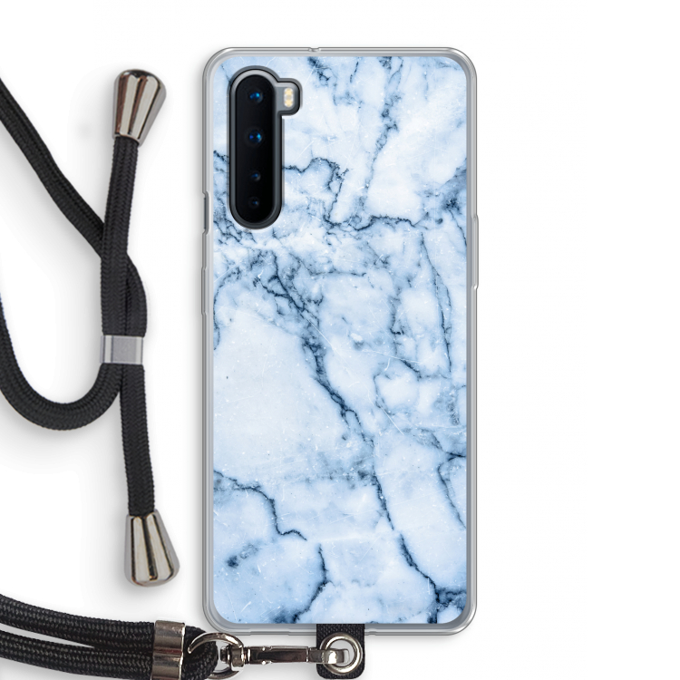 Blauw marmer: OnePlus Nord Transparant Hoesje met koord