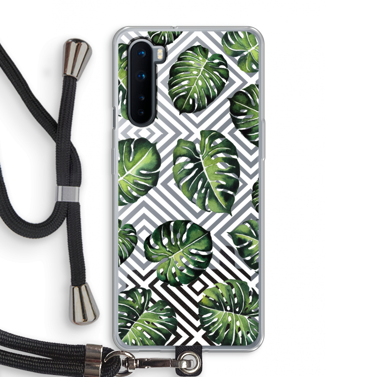 Geometrische jungle: OnePlus Nord Transparant Hoesje met koord