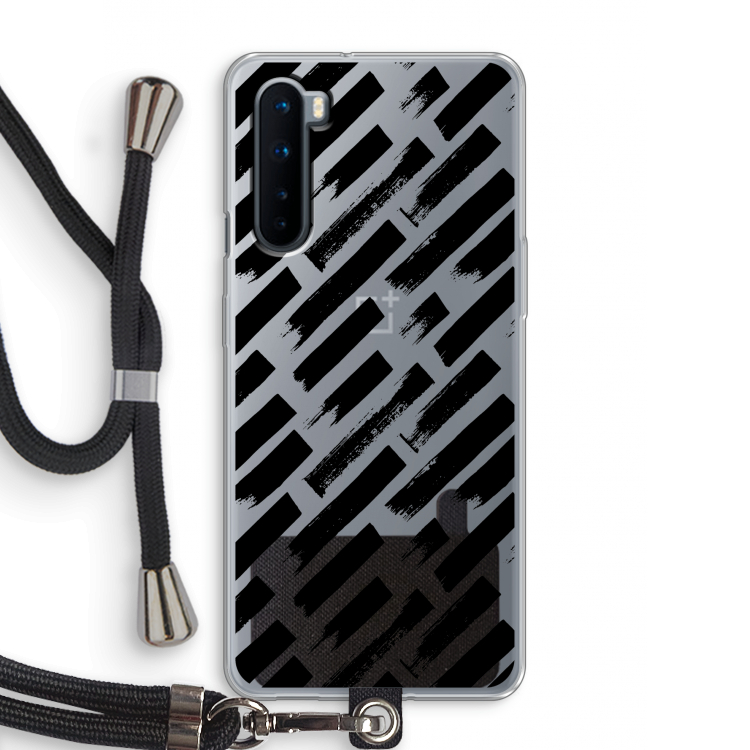 Zwarte vegen: OnePlus Nord Transparant Hoesje met koord