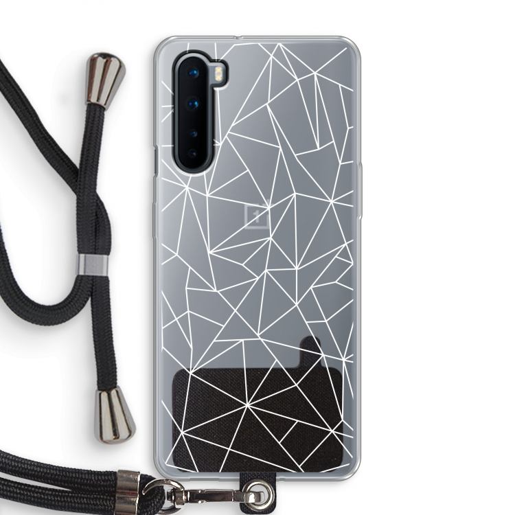 Geometrische lijnen wit: OnePlus Nord Transparant Hoesje met koord