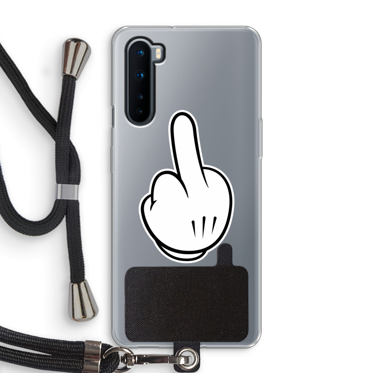 Middle finger white: OnePlus Nord Transparant Hoesje met koord