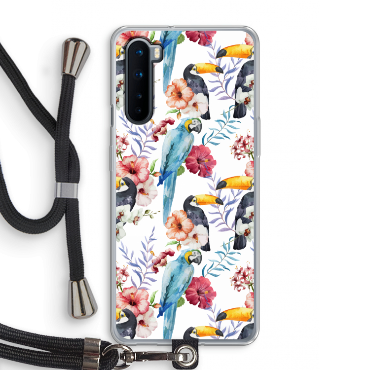 Bloemen tukan: OnePlus Nord Transparant Hoesje met koord